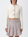 Self-portrait Womens Cream Cropped Embellished Stretch-wool Blend Cardigan In Neutral