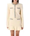 Self-portrait Crystal-embellished Knitted Cardigan In White