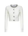 Self-portrait Alpaca Mixed Cardigan With Rhinestones In White