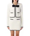 Self-portrait Beige Cardigan With Bow Detail On The Front And Contrasting Trims In Cotton Blend Woman In White