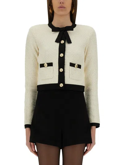 SELF-PORTRAIT CARDIGAN WITH BOW AND SEQUINS