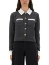 Self-portrait Contrast Collar Wool Blend Cardigan In Multi