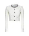 Self-portrait Cardigan With Decorated Trims In White In White