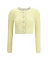 Self-portrait Cardigan In Alpaca Giallo In Yellow