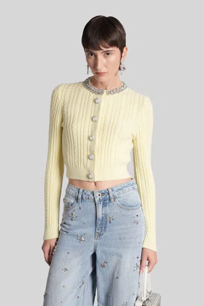 Self-portrait Cardigan In Yellow Polyamide In Multi