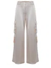 Self-portrait Cream Satin Cargo Trousers