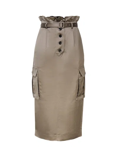 SELF-PORTRAIT CARGO SKIRT IN SATIN
