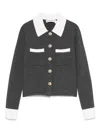 Self-portrait Self Portrait Women Wool Blend Cardigan With Contrasting Collar In Gray
