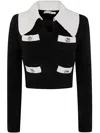 Self-portrait Front Slip Pocket Cropped Jumper In Black