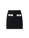Self-portrait Knitted Miniskirt With Golden-effect Detail In Black