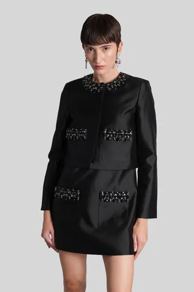 Self-portrait Casual Jacket In Black Polyester