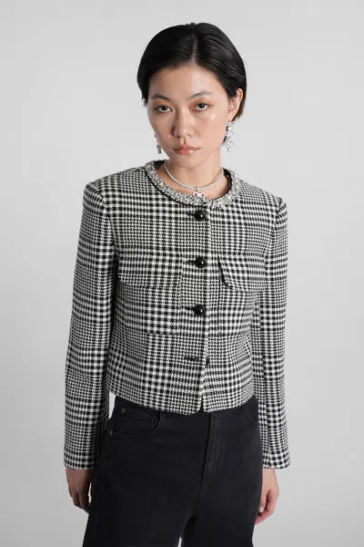 SELF-PORTRAIT CASUAL JACKET IN BLACK POLYESTER