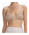 Self-portrait Crystal Chainmail Bralette With Sheer Triangle Cups In Nude