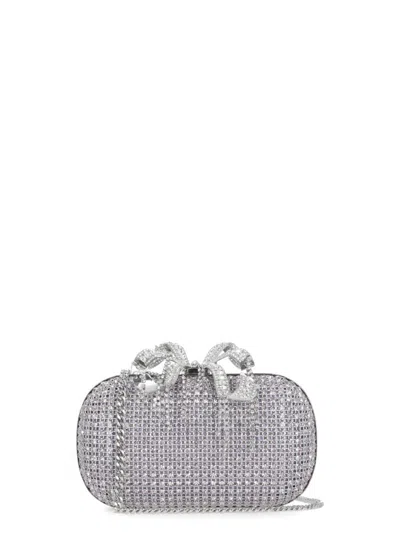 Self-portrait Chainmail Clutch Bag In Gray