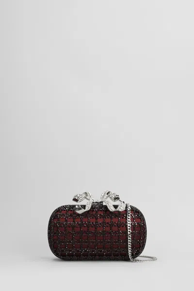 Self-portrait Chainmail Clutch In Bordeaux Polyester In Burgundy