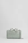 Self-portrait Chainmail Clutch In Green Crystal In Green