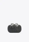 Self-portrait Chainmail Crystal-embellished Clutch In Blue