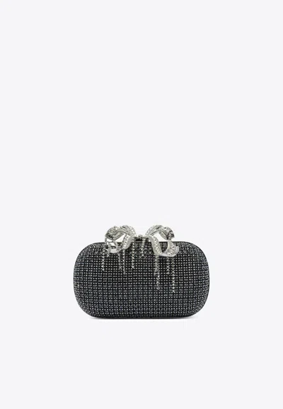 Self-portrait Chainmail Crystal-embellished Clutch In Blue