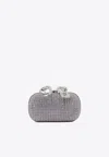 Self-portrait Chainmail Crystal-embellished Clutch In Purple
