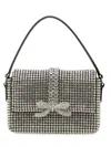 Self-portrait Micro Chainmail Crystal Top Handle Bag In Silver