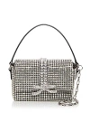 Self-portrait Micro Chainmail Crystal Top Handle Bag In Silver