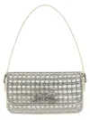Self-portrait Champagne Crystal Baguette Shoulder Bag In Beige