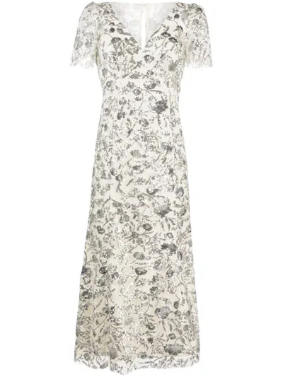 SELF-PORTRAIT CHAMPAGNE SEQUINNED MIDI DRESS