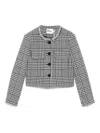 Self-portrait Wool Blend Checked Jacket In White