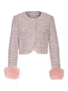 Self-portrait Self Portrait Crystal-embellished Tweed Jacket In Pink