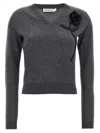 Self-portrait Self Portrait 'charcoal Black Rose Jumper' Sweater In Gray