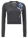 Self-portrait Floral Wool And Cashmere Sweater In Gray