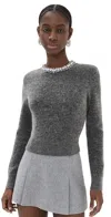 Self-portrait Self Portrait Grey Viscose Blend Sweater In Grey