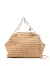 Self-portrait Charm-detail Raffia Clutch Bag