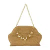 Self-portrait Charm Shoulder Bag - Raffia - Brown In Brown