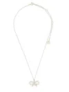 Self-portrait Charming Bow Pendant Necklace In Polished Brass In Metallic