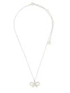 Self-portrait Charming Bow Pendant Necklace In Polished Brass In Silver