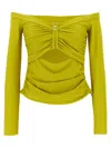 Self-portrait Self Portrait Women 'chartreuse Jersey Off Shoulder' Top In Green