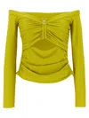 Self-portrait Self Portrait 'chartreuse Jersey Off Shoulder' Top