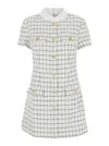 Self-portrait Checked Button-detailed Mini Dress In Multi