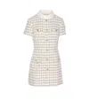 Self-portrait Checked Button-detailed Mini Dress In White
