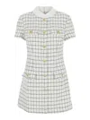 Self-portrait Checked Button-detailed Mini Dress In White