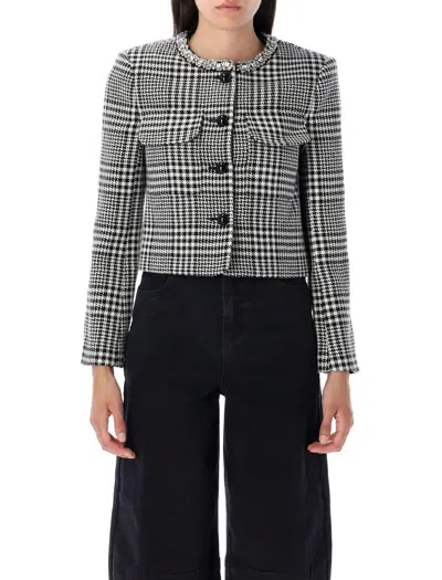 SELF-PORTRAIT SELF-PORTRAIT HOUNDSTOOTH CRYSTAL TRIM JACKET