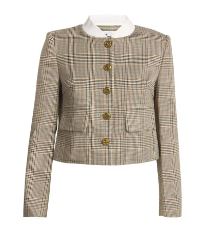 Self-portrait Check Jacquard Jacket In Brown