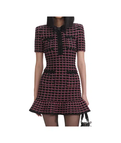 Self-portrait Check-knit Mini Dress In Multi