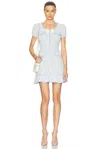 Self-portrait Embroidered Viscose Blend Dress In Blue