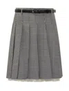 Self-portrait Prince Of Wales Pleated Midi Skirt In Gray