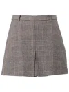 Self-portrait Checked Cotton And Linen Miniskirt