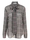 Self-portrait Check-pattern Blouse In Multi