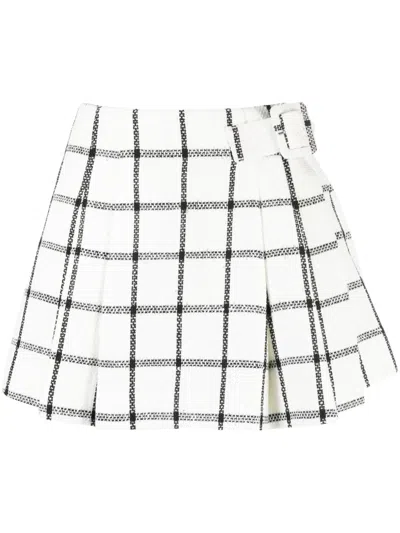 Self-portrait Check-pattern Mini Skirt In Black