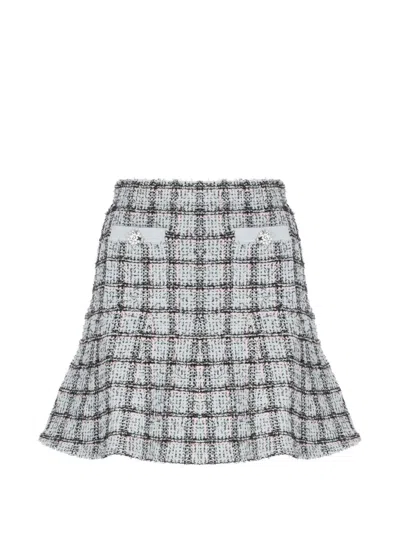 Self-portrait Check-pattern Mini Skirt In Blue